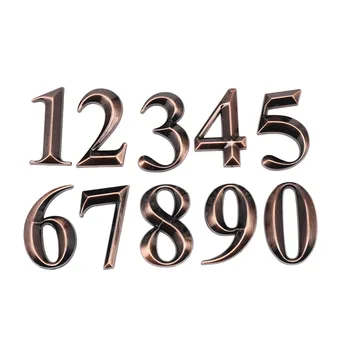 10Pc Vartų Skaitmenys nuo 0 iki 9 Numerio plokštelę Durų Skaičius Apnašas Namas Stalčių Ženklas Apkalos Viešbutis Namų Lipdukas Adresas Durų Etiketės Bronzos