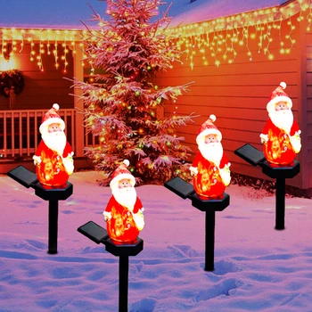 2024 m. Kalėdų saulės LED Lauko Dekoratyvinis Apšvietimas Dervos Sodo Kraštovaizdžio Vejos Kuolo Lempos Šalis Atostogų Santa Claus