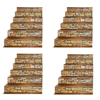 4X 3D Laiptų Lipdukas Freskomis Sienos Lipdukas-Derliaus Kraštovaizdžio Laiptai Lipdukas, Freskos Plytelės Žingsnis Laiptų Stovuose Lipdukas Nuimamas