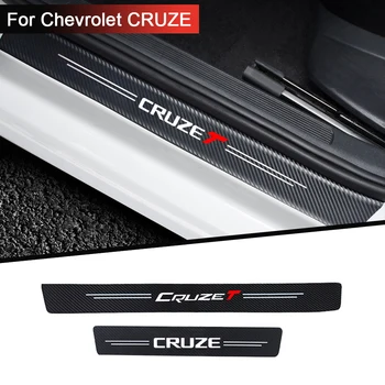 4pcs automobilių lipdukas anglies pluošto tekstūra slenksčio apdailos juostelės modifikuota Chevrolet Captiva Cruze CruzeT Auto Priedai