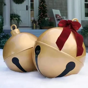 60CM Lauko Kalėdų Pripučiami Papuoštas Kamuolys PVC Milžinišką Big Balls Kalėdų Medžio Apdaila Pripučiamas Žaislas Kamuolys Kalėdų Prekes