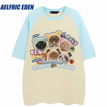 Aelfric Eden Katė Grafinis T-Shirt 2023 Marškinėlius Streetwear Kratinys Vyrų Harajuku T Medvilnės Marškinėliai Trumpomis Rankovėmis Viršūnes Tees Atsitiktinis Tees 2