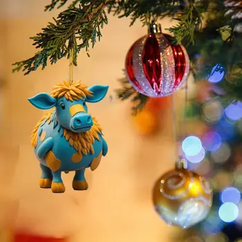 Animacinių Filmų Karvė Dekoratyvinis Kabinti Ornamentu Automobilių Kuprinė Mielas Akrilo Karvė Pakabukas Kalėdų Medžio Apdaila