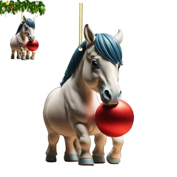 Arklių Ornamentu Arklių Kalėdų Eglutės papuošalus 2D Akrilo Pakabukas Žavesio Sienos Automobilio galinio vaizdo Veidrodis, Langas Kalėdų Eglutė