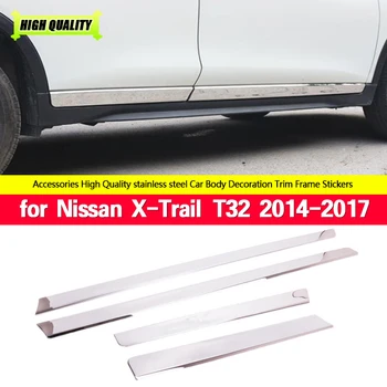 Automobilio Šoninių Durų Kūno Liejimo Juostos Apdailos Rėmelis Padengti Nissan X-Trail T32 2014-2017 Nerūdijančio Plieno Lipdukas Auto Priedų