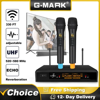 Bluetooth Mikrofonas, Wireless G-MARK Karaoke Bazė 3 Profesionalių UHF Dinaminis Mikrofonas Reverb Efektas Garsiakalbiai Soundbar Šalies KTV 0