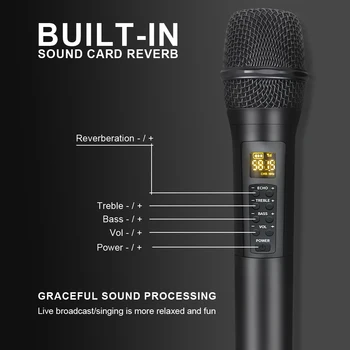 Bluetooth Mikrofonas, Wireless G-MARK Karaoke Bazė 3 Profesionalių UHF Dinaminis Mikrofonas Reverb Efektas Garsiakalbiai Soundbar Šalies KTV 1