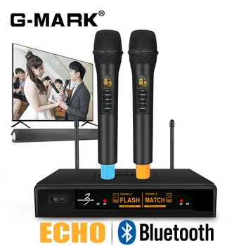 Bluetooth Mikrofonas, Wireless G-MARK Karaoke Bazė 3 Profesionalių UHF Dinaminis Mikrofonas Reverb Efektas Garsiakalbiai Soundbar Šalies KTV 4