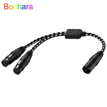 Bochara Pintas XLR Male Dual Moterų 3pin Y Splitter Cable Dual(Folija+Pintas), Ekranuotas, Skirtas Mikrofonas Maišytuvas Stiprintuvo 50cm