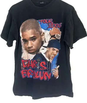 Derliaus Chris Brown Marškinėliai 2006 Trumpas Rankovės Įgulos Kaklo Koncertų Marškinėliai Juosta Tee M