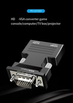 HDMI-suderinamas Su VGA Konverteris Su 3.5 mm Audio Kabelis PS4 PC Nešiojamas TV Monitorius, Projektorius 1080P HD Moterų VGA Male Prisitaikyti