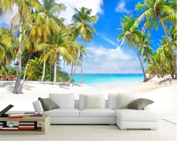 Individualizuotos fono paveikslėlį kokoso medžio sea view peizažas TV foną, sienos, namo apdailos gyvenimo kambario, miegamasis 3d tapetai
