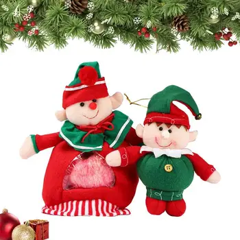 Kalėdų Išvakarėse Saldainių Maišeliai, Dovanų Lėlės Maišelį Kūčių Vyniojimo Maišeliai Kalėdų Išvakarėse Raišteliu Maišeliai Su Mielas Pliušinis Lėlės