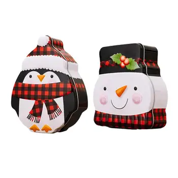 Kalėdų Slapukas Skardines Sniego Pingvinas Skardines Už Saldainių Dėžutes Daugkartinio Naudojimo Kalėdų Tema Tuščias Skardines Su Dangteliais, Skirtų Sausainių Saldainiai