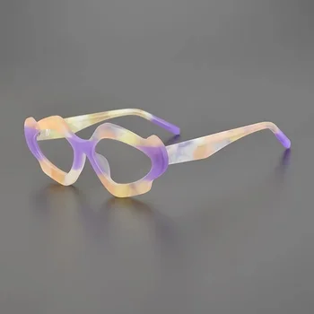 Matinės tekstūros cat-eye acetatas akinių rėmeliai vyrų ir moterų mados trumparegystė recepto, optiniai akinių rėmeliai prabangos prekės 0