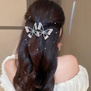Merginos Kalnų Krištolas Nuotaka Vestuvių Šukuosena Crystal Butterfly Plaukų Clips Moterų Plaukų Segtukai Elegantiškas Pavasario Įrašus Korėjos Barrettes