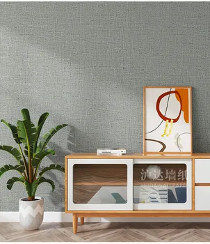 Modernus minimalistinis gryna spalva lino tapetai grožio salonas gyvenimo kambario, miegamasis hotel Linų Grasscloth tapetai Japonų