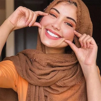 Musulmonų Vingiuoti Hijab Šalikas Moterims Minkštos Medvilnės Scarve Prabanga Šaliai ir Antklodės Islamo Skarelė Kietas hijab Moterų Foulard Bandana