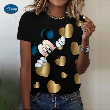 Nauja, T-Shirt Moterų Gatvės Tendencija Mickey Mouse Print T-Shirt Retro Amerikos Didelis T-Shirt Paprasta Drabužiai MOTERIŠKI Marškinėliai Y2k Viršų
