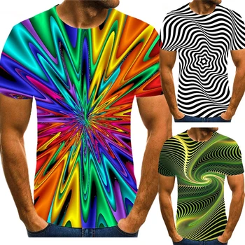 Naujas Mados Mėgėjams 3D Atspausdintas Asmeninį Vyrų/moterų 10 Stilius Mėlyna Svaigimas ir Spalvinga Vertigo Hipnotizuojantis Vyrai/moterys T-shirt