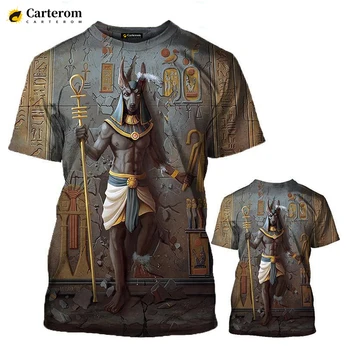 Senovės Egipto Horo 3D Print T-shirt Dievo Akių, Egipto Faraonas Anubis Grafika Marškinėliai Vyrams Mados Atsitiktinis Streetwear Viršūnes Tees