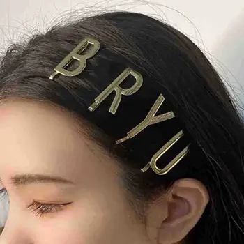 Spalva Tuščiaviduriai Saldus Apdangalai, Geometrijos Laišką, Plaukų Segtukai Nustatyti Korėjos Stiliaus Barrettes Metalo Kirpčiukai Įrašus Moterų Plaukų Clips 0