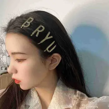Spalva Tuščiaviduriai Saldus Apdangalai, Geometrijos Laišką, Plaukų Segtukai Nustatyti Korėjos Stiliaus Barrettes Metalo Kirpčiukai Įrašus Moterų Plaukų Clips 2