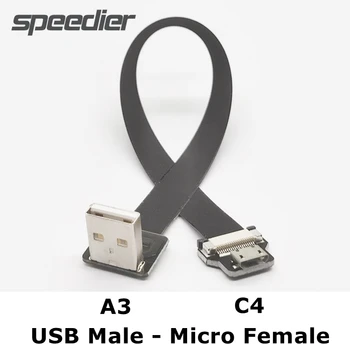 USB 2.0, Mikro USB Aukštyn Žemyn Kampas 90 Laipsnių Male Micro USB MicroB stačiu Kampu Moterų Butas Minkšta Lanksti Pratęsimo Adapterio Kabelis