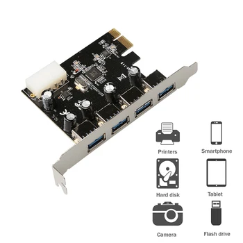 USB 3.0 PCI-E Išplėtimo Plokštę Adapteris 4 Port USB3.0 Stebulės Vidaus Antraštė USB 3 PCIE PCI Express 