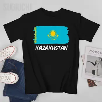 Unisex Vyrų Kazachstano Vėliava Marškinėlius Tees T Shirts, Moterų, Berniukų, 100% Medvilnės Marškinėliai