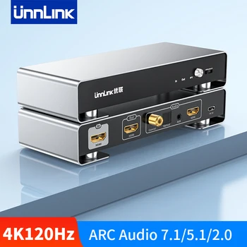Unnlink 4K 120Hz HDMI ARC Audio Extractor su HDMI 7.1 Optinis Bendraašius 5.1 3.5 mm Aux 2.0 PS5/4 Set Top Box, prie TV Stiprintuvas
