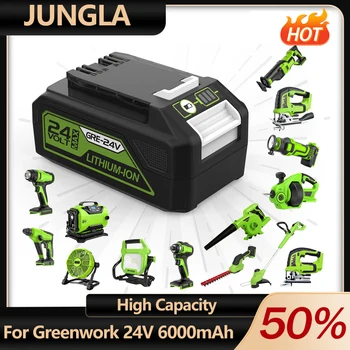 Už Greenworks 24V Baterija 6000mAh Įrankių Baterijų Serija Naujų Atnaujinti Pakeisti Ličio Baterija Suderinama Su Greenworks