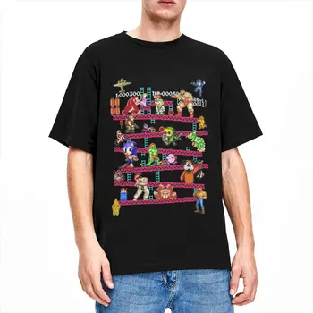 Vyriški Arkadinis Žaidimas, Koliažas Donkey Kong T Shirts, Arcade Žaidimai, Žaidimų 100% Medvilnės Drabužius Įdomus Tee Gimtadienio dovana, T-Shirt