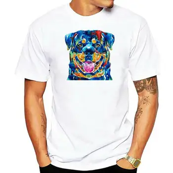 apvalios kaklo kietas žmogaus T-shirt spalvinga rottie meno rottweiler pateikė sharon cummings Mados Spausdinti vyriški Marškinėliai trumpomis Rankovėmis