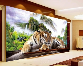 beibehang Užsakymą sienos popieriaus tigras peizažas valdinga tv, sofa kambarį fone miegamojo tapetai papel freskomis